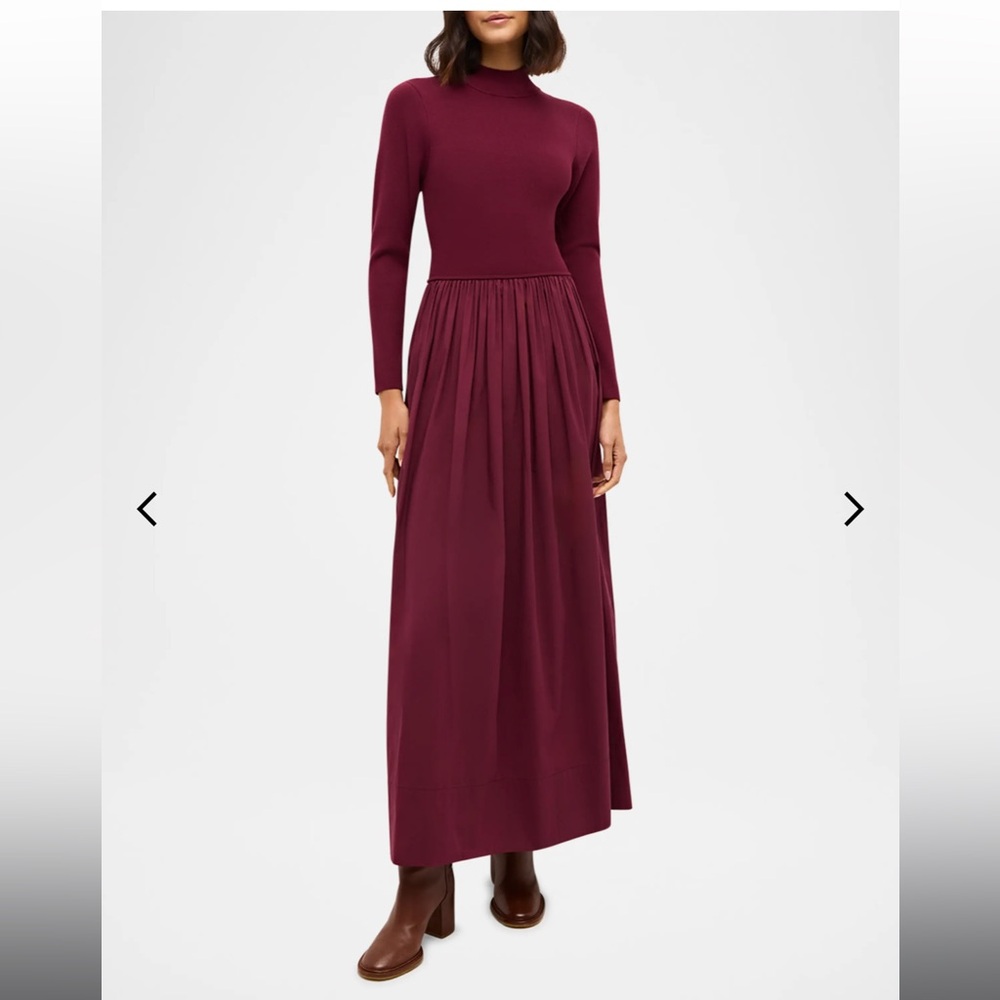 Barrett Mock-Neck Mixed Media Maxi Dress